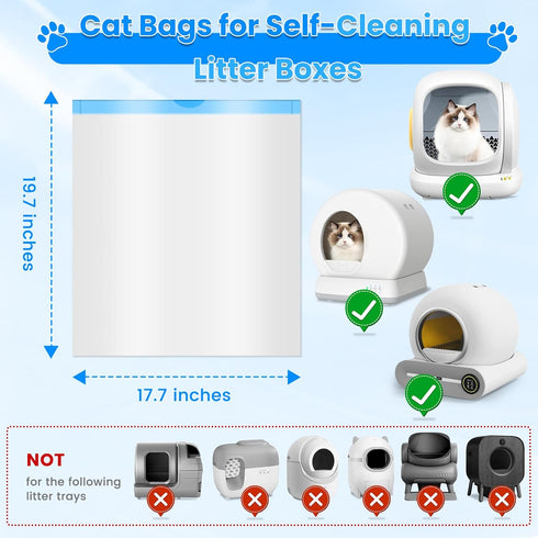 JYNSROU 60 Count Cleaning-17.7" 19.68" Cat Litter Box Liners Bags, Extra-Thick Cat Waste Bags for Self-Cleaning Litter