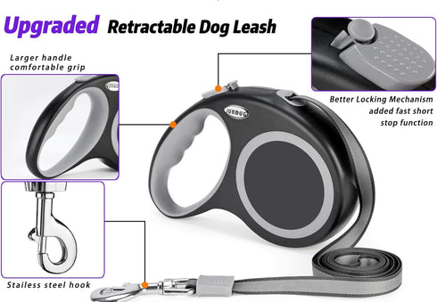 Retractable Dog Leash, 26 Feet for Small to Large Dogs up to 110lbs, Heavy Duty Design with Anti-Slip Handle