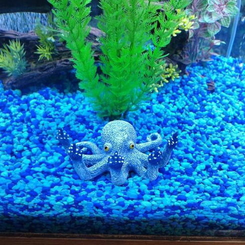 Octopus Aquarium Ornaments, Artificial Sea Animal Figurines for Fish Tank Decor, Black Sculpture