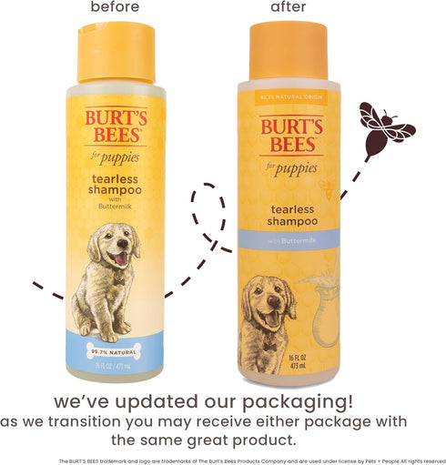 8+ 95% 16 Oz Burt's Bees for Pets Tearless Puppy Shampoo with Buttermilk and Flaxseed Oil, Gentle Dog Shampoo