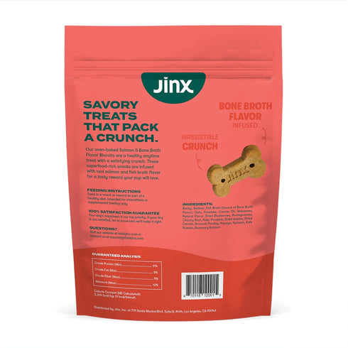 16oz Jinx Oven-Baked Salmon Bone Broth Biscuit Dog Treats - Crunchy, All Natural, Superfood-Rich with High-Protein