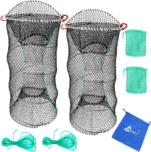 Drasry Crab Trap Bait Lobster Crawfish Shrimp Portable Folded Cast Net Magic