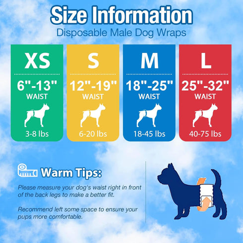 50pcs Pet Soft Male Dog Diapers - Disposable Male Dog Wraps Wetness Indicator, Puppy Diapers Male for Excitable