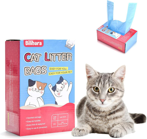 Cat Litter Bags, 120 Count, Ultra Thick, Leak-Proof, Scented, Disposable, 15 Liters Capacity