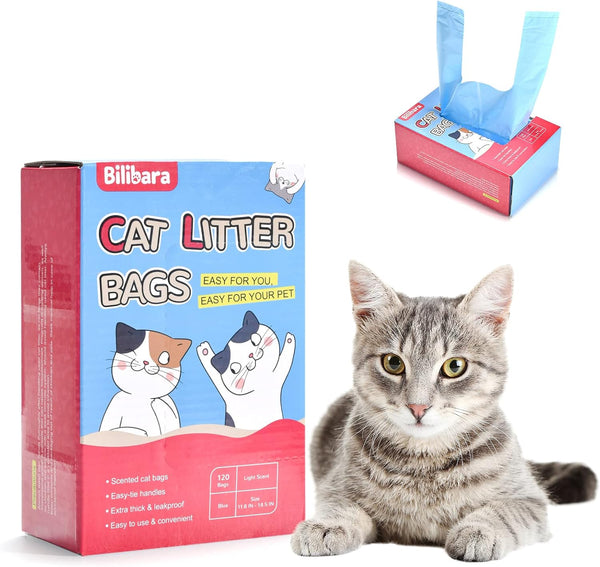 Cat Litter Bags, 120 Count, Ultra Thick, Leak-Proof, Scented, Disposable, 15 Liters Capacity