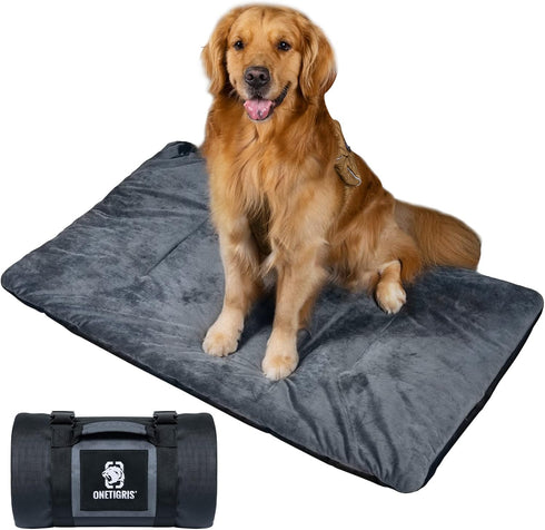 OneTigris Portable Travel Dog Bed, Waterproof Anti-Slip Cushioned Mat for Camping and Indoor Use