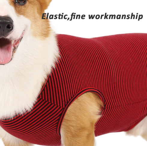 WEONE Dog Summer T-Shirts Striped Cotton Vest, Pet Breathable Soft Clothes for Small Medium Large Dogs, XL