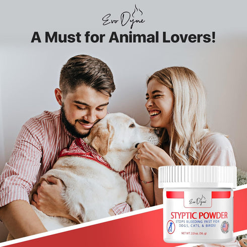 Styptic Powder for Dogs, Cats, and Birds, 2 oz by Evo Dyne, Fast-Acting Blood Stop Powder for Grooming & Cuts