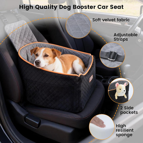 35lbs, 2 Dog Booster Car Seat for Small & Medium Dogs Up to Dog Car Seat with Height Cushion, Portable Travel Bed