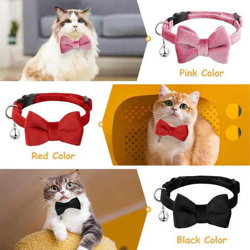Breakaway Cat Collar with Bells: 3 Pack Adjustable Quick Release Kitten Collars for Boy & Girl Cats