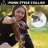 BINGPET Spiked Dog Collar for Small Dogs, Genuine Leather Puppy Cat Collar with Bells, Soft Studded for Pets (Black, S)