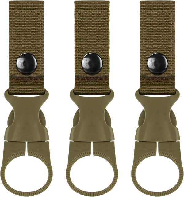 IronSeals Nylon Tactical Outdoor Gear Clip Band, Carabiner Water Bottle Buckle Hook Holder for Hiking