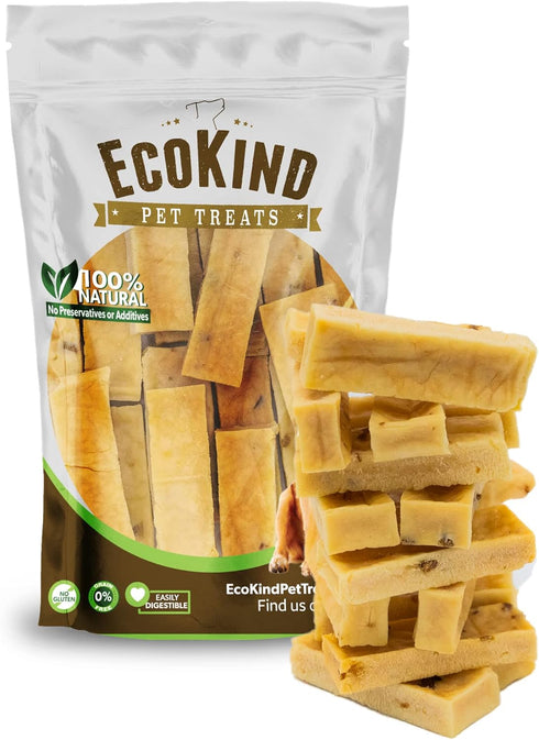 EcoKind Pet Treats Premium Gold Bacon Flavored Yak Chews | All Natural Himalayan Yak Cheese Dog Chew (16 Small Sticks)