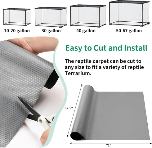 Bearded Dragon Tank Accessories, Reptile Mat for Leopard Gecko, Lizard, Snake, Tortoise, Iguana Non-Adhesive Flooring