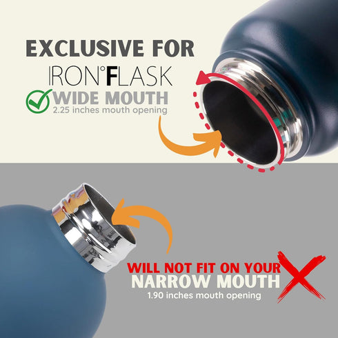 IRON °FLASK Carabiner Straw Lid for Wide Mouth Hydro Insulated Sports Bottles, BPA Free