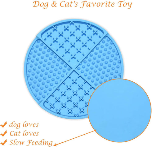 Lick Mat for Dogs and Cats, Slow Feeder Bowls for Dog Anxiety Relief, Blue Dog Enrichment Toys