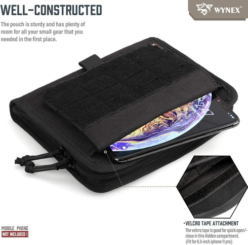 WYNEX Tactical Folding Admin Pouch, Molle Tool Bag with Laser-Cut Design, Utility Organizer EDC Medical Bag, Waist