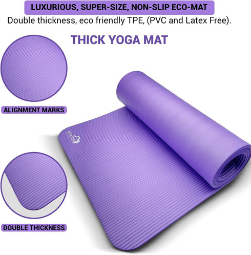 Yoga Kit - 7-Piece Yoga Mat Set for Home Workouts, Includes Thick Mat, Blocks, Strap, Towels & Carrying Bag