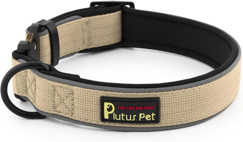 Plutus Pet Tactical Dog Collar - Reflective Adjustable Heavy Duty Collar, Soft Padded for Small Medium Large Dogs (XL,