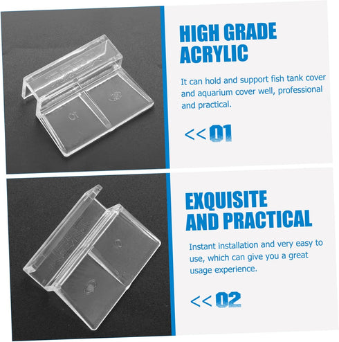 4Pcs Top Cover Aquarium Rimless Tank Lid Support Accessories, Insulation Clip Holder