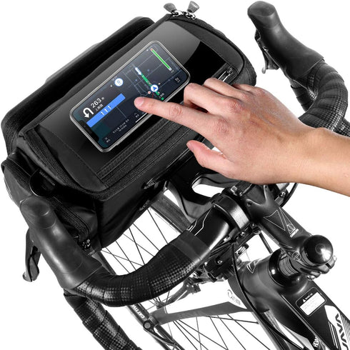 WILD MAN 4L Rainproof Bike Handlebar Storage Bag with Touch Screen for MTB Mountain Road Bike Scooters