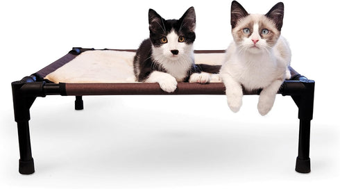 K&H Pet Products Comfy Pet Cot, Elevated Cat & Dog Bed, Portable Hammock Cot, Chocolate/Tan, Small 17 X 22 X 7 Inches