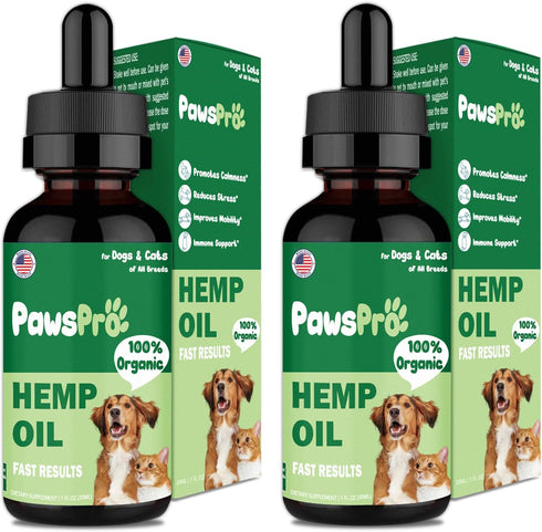 Hemp Oil for Dogs and Cats - Helps with Anxiety, Pain, Stress, Sleep, Arthritis Relief, Fast Results (2 Pack)