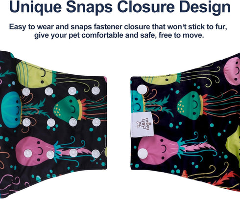 CuteBone Washable Dog Diapers Male with Snaps Reusable Doggie Belly Band for Male Dogs Wraps 3pcs a Pack KDM05XS