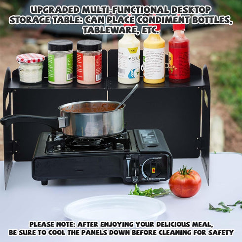 Steel Camp Stove Windscreen for Outdoor Folding Gas Stove, Portable 4 Plates Wind Blocker with Storage Bag for Camping,