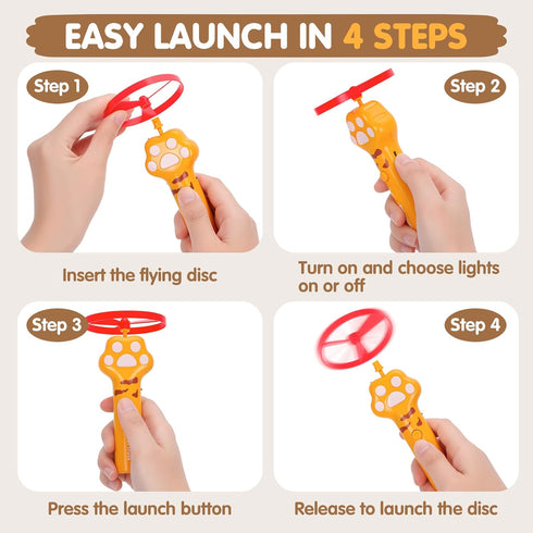 AGIFTMIND 6 Cat Fetch Toy, Rechargeable Flying Disc Launcher with Flying Discs, Cat Interactive Hunting Toys