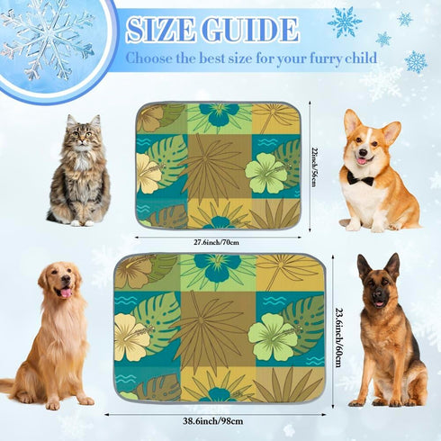 Generic 28" X22" Cooling Pad for Dog Cat Ice Silk Ice Mat for Dogs Hibiscus Print Dog Bed Washable Cool Pad Cooling