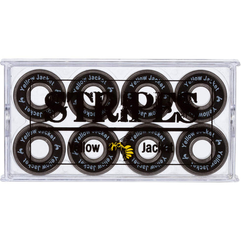 Yellow Jacket Premium Skateboard Bearings, Pro Longboard, 608 ABEC 9, Black Mamba, Pack of 8
