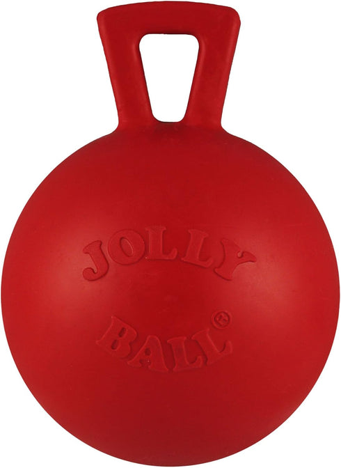 Jolly Pets Tug-n-Toss Heavy Duty Dog Toy Ball with Handle, Mini 3 Inches, Red (403 RD)