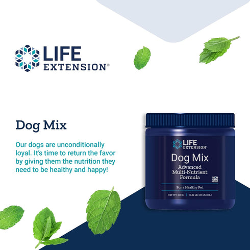 Life Extension Dog Mix - Daily Nutrition Care Supplement Powder for Canine Pets - Advanced Formula, 100 g, 60 Servings