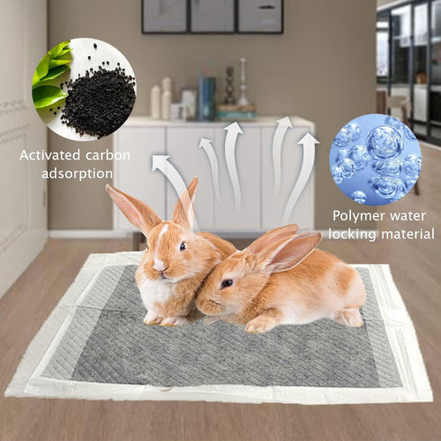 100 kathson Piece Rabbit Pee Pads,Disposable Pet Pees Pad,Cage Black Carbon Liner,Super Absorbent Leak Proof Cushion