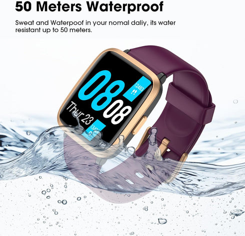 Fitness Tracker Watch with Blood Oxygen, Blood Pressure & Heart Rate Monitor, 50 Meters Waterproof Smart Watch for