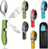 Folding Camping Utensils Cutlery Set, 4-in-1 Stainless Steel Spoon Fork Knife Bottle Opener, 5 Pcs, Red, Green, Black,
