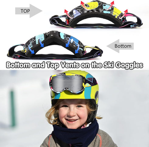 Kids Non-Slip Strap Ski Goggles, Snowboard Goggles