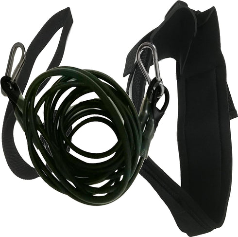 Upgrade Style Strong Pool Swim Training Leash, Swim Resistance Tether with Comfortable Waist Belt and Double Bungee Rope