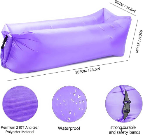 Generic Hammock Inflatable Couch Air Sofa Portable, Waterproof Anti Air Leaking Design Camping Chair for Traveling