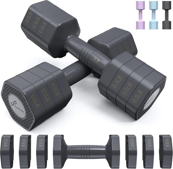 Sportneer Adjustable Dumbbells Hand Weights Set: 4 In 1 Free Weights 2lb 3lb 4lb 5lb for Men Women Home Gym Workout