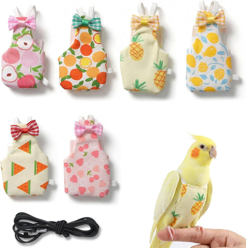 Fiyooau 7 Pcs Bird Diaper - Reusable Parrot Diaper with Waterproof Inner -