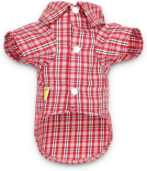 DroolingDog 3 Pack Plaid Dog Shirts - Small Dog T-Shirt with Checked Pattern, Puppy Button Up Tee, Black White Rose Blue