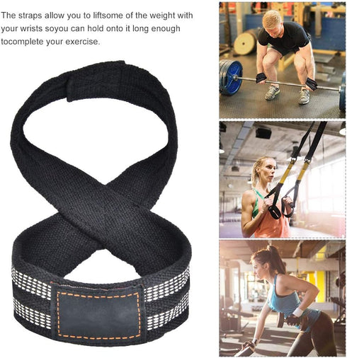 FTVOGUE 1 Pair Figure 8 Weight Lifting Straps Dead Wrist Strap for Pull-ups Powerlifting Gym Fitness Bodybuilding Equipment(S) by FTVOGUE