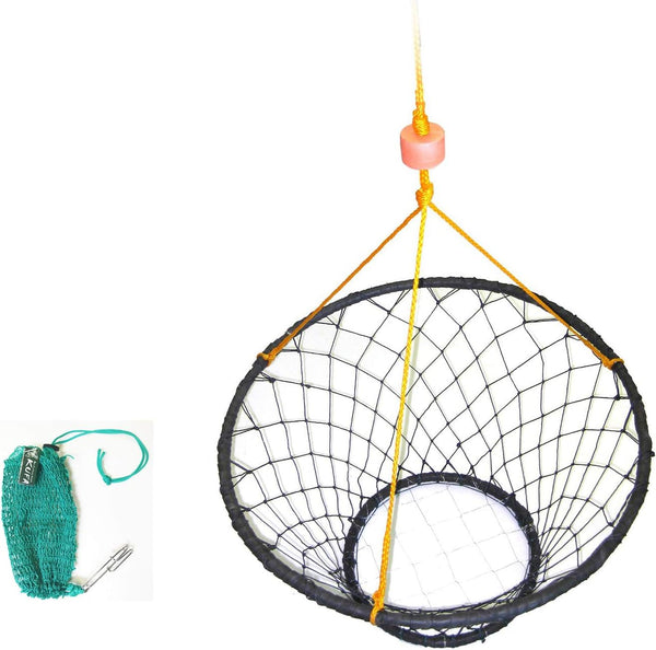 KUFA Rubber Wrapped Steel Crab Trap Ring (Size:30) with 50' Rope & Bait