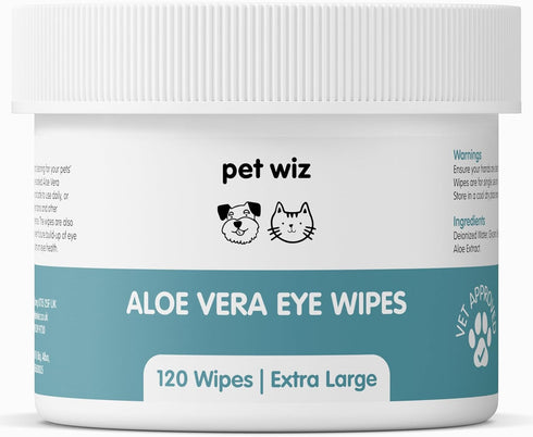 Pet Wiz Aloe Vera Eye Wipes for Cleaning Dogs & Cats, Extra Large