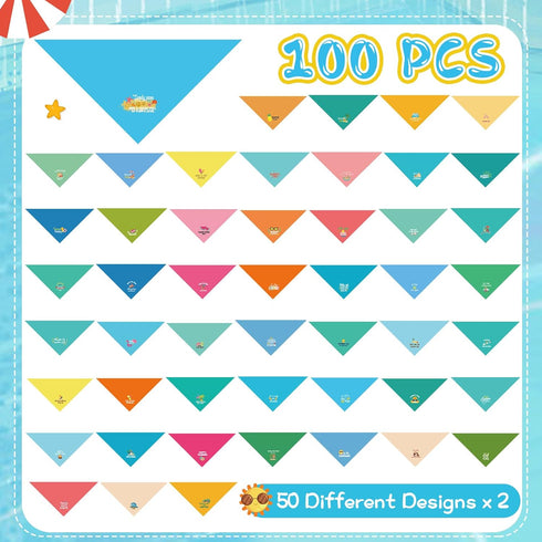 100 Summer Pcs Dog Bandana Bulk with Sayings Pet Triangle Scarf Bibs Washable Puppy Kerchief Adjustable Grooming