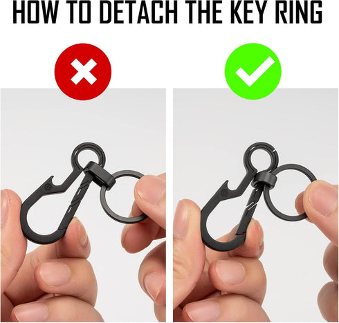 KeyUnity KM01 Titanium EDC Keychain Clip - Quick Release Carabiner Key Ring Holder for Men