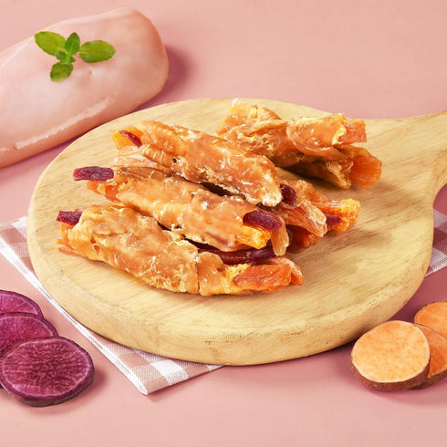 12-15 Counts Pawmate Dog Treats Double Sweet Potato & Chicken Wraps, Healthy Chicken Jerky Dog Chews High Protein Low