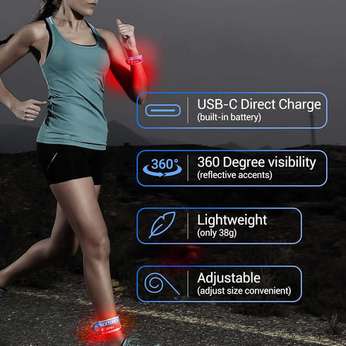 NEXTORCH LED Slap Armband Lights Rechargeable Safety Wristband Lights (1 Pack) High Visibility Reflective LED Light Up Band Slap Glow Bracele Safety Wrist Band Cycling Running Walking Joggers Gear